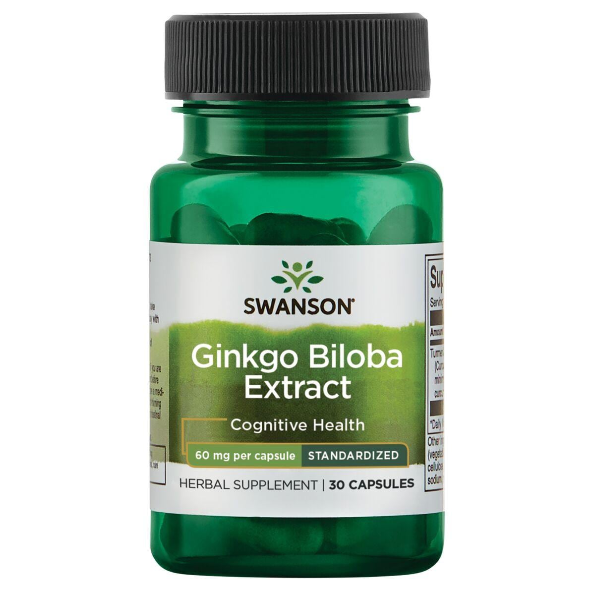 Swanson Premium Ginkgo Biloba Extract - Standardized Vitamin | 60 mg | 30 Caps