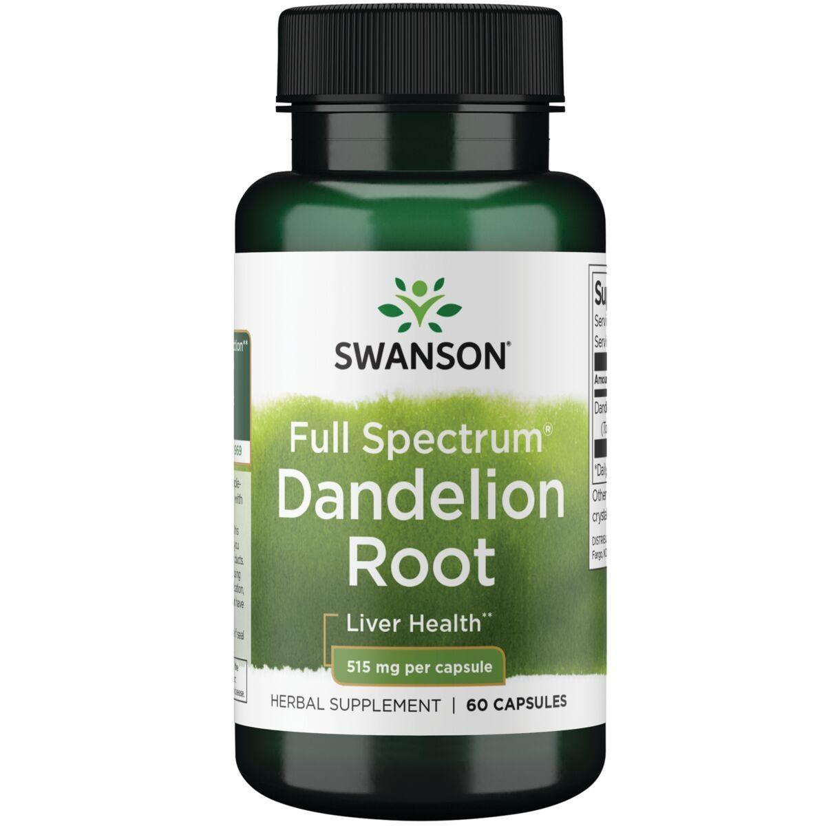 Swanson Premium Full Spectrum Dandelion Root Vitamin | 515 mg | 60 Caps