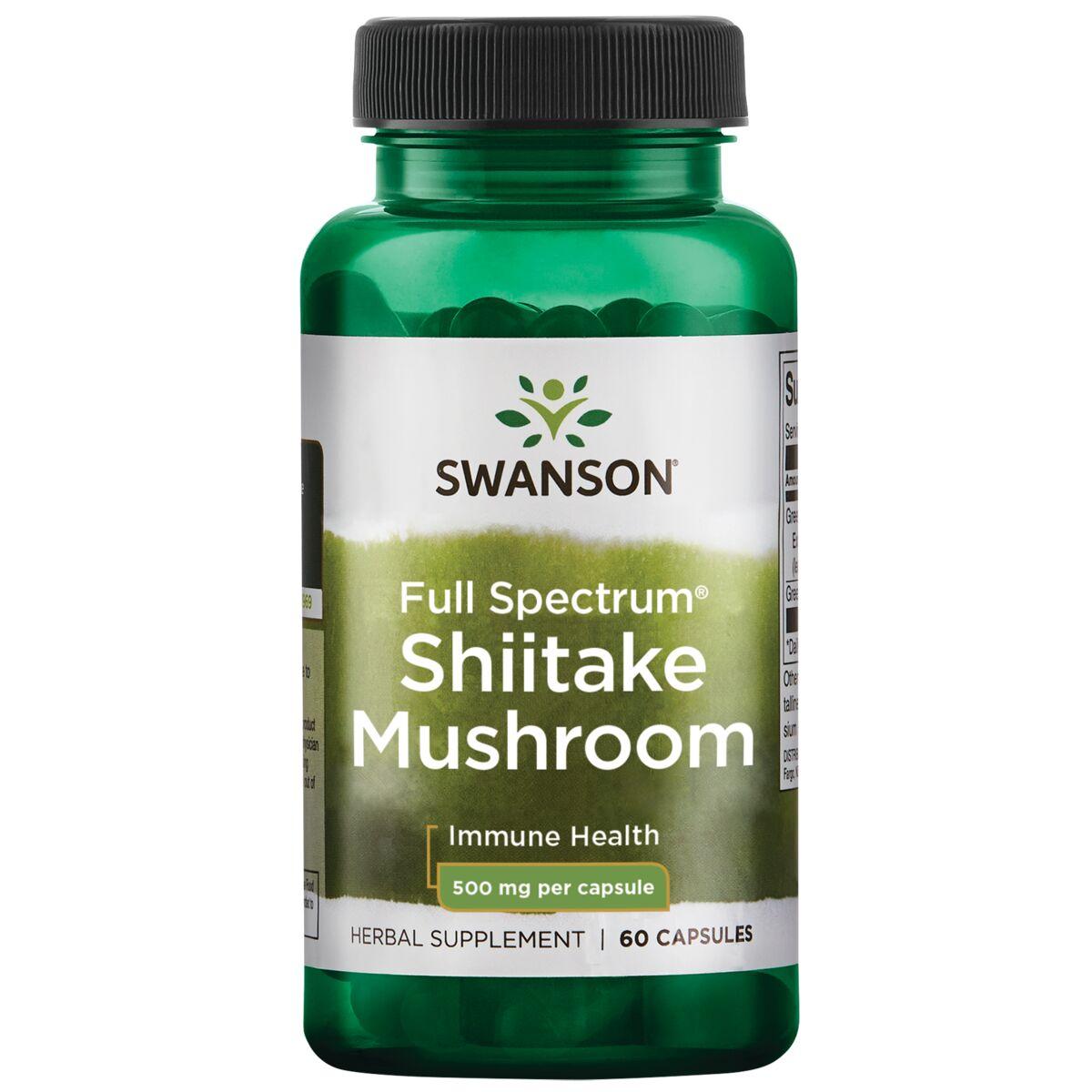 Swanson Premium Full Spectrum Shiitake Mushroom Vitamin 500 mg 60 Caps Herbs and Supplements