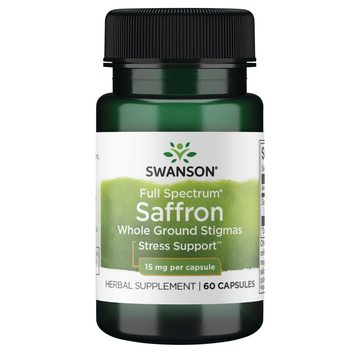 Swanson Premium Full Spectrum Saffron Whole Ground Stigmas Vitamin 15 mg 60 Caps Herbs and Supplements