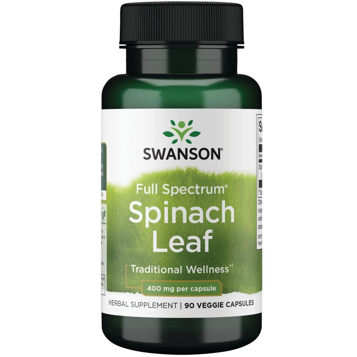 Swanson Premium Full Spectrum Spinach Leaf Vitamin | 400 mg | 90 Veg Caps