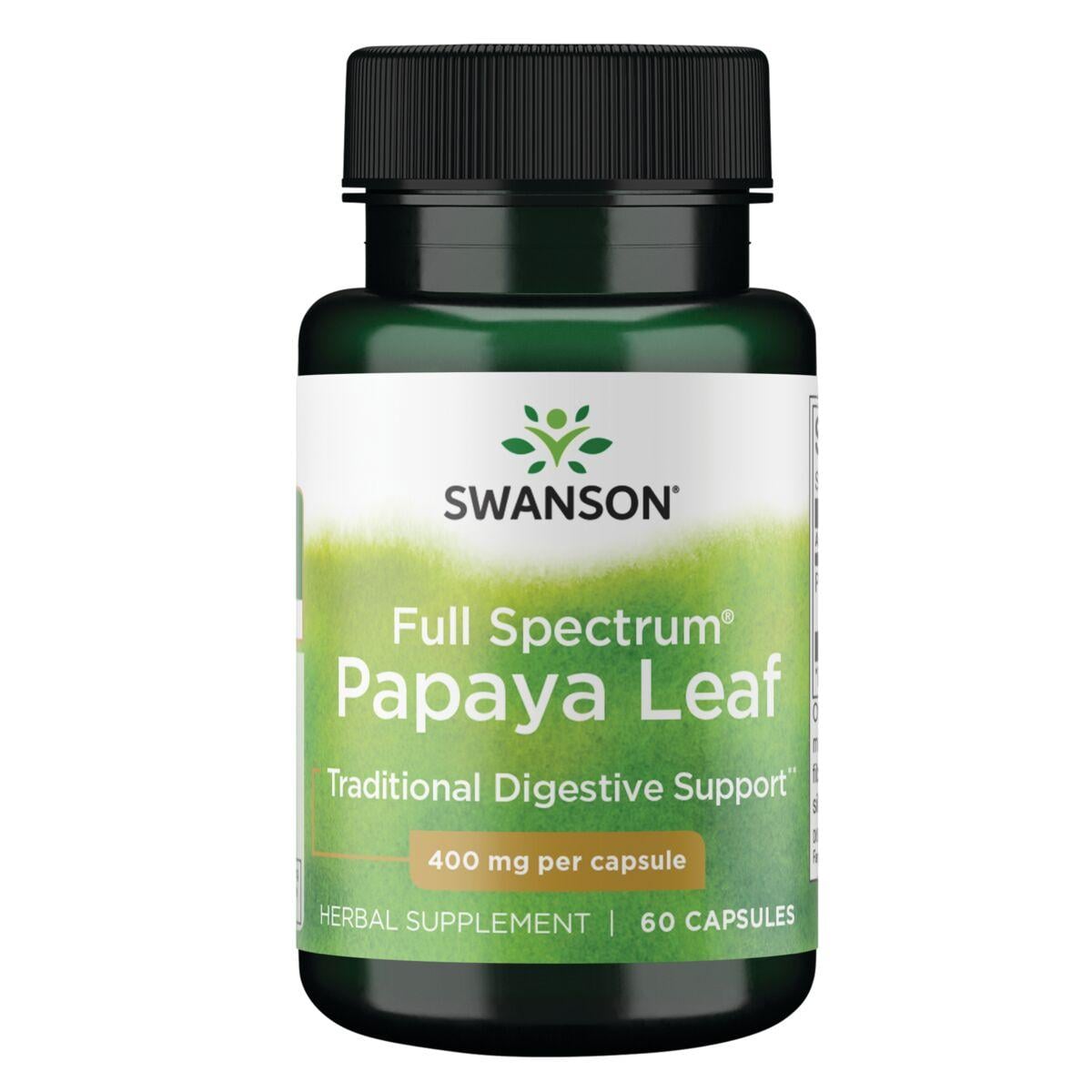 Swanson Premium Full Spectrum Papaya Leaf Vitamin 400 mg 60 Caps