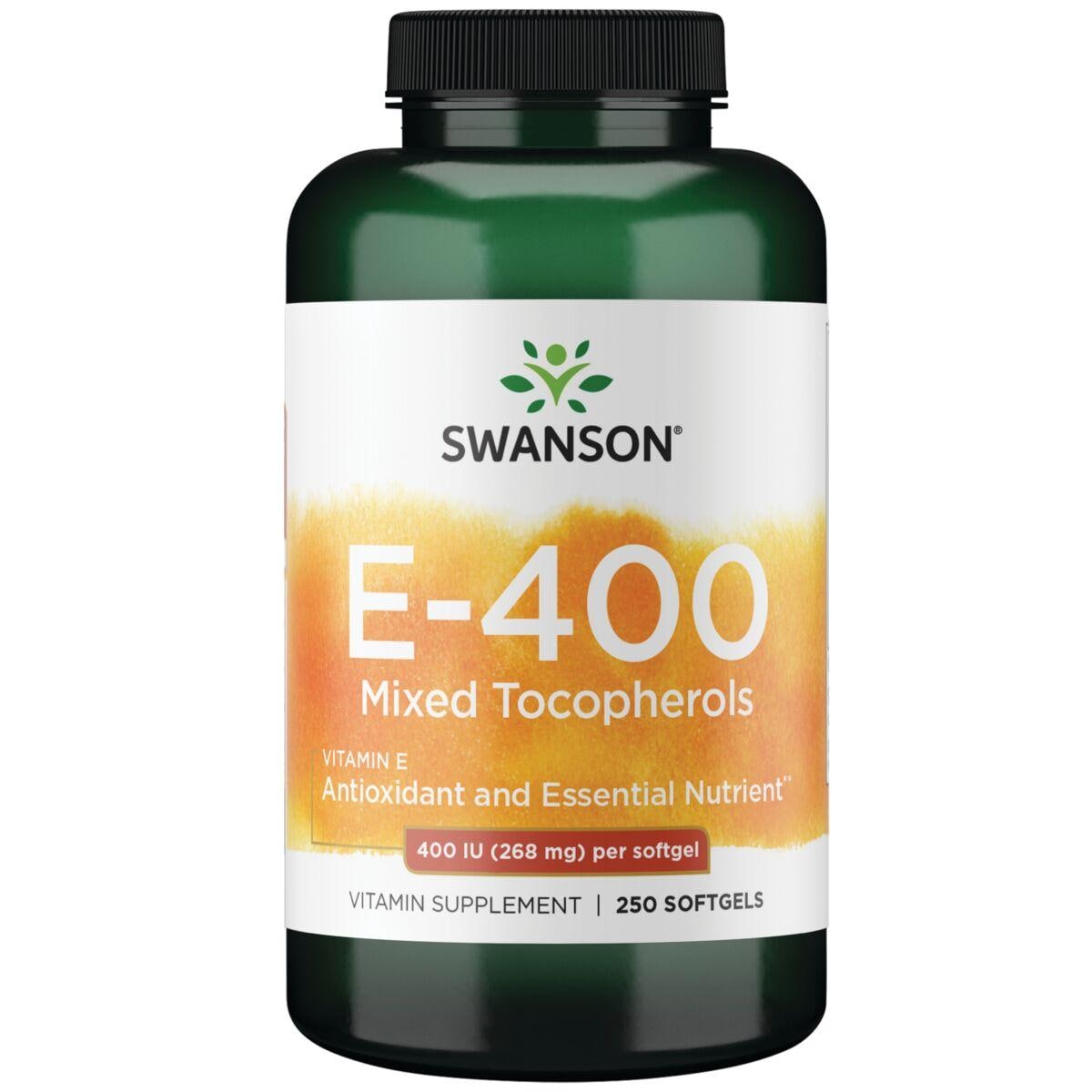 Swanson Premium E-400 Mixed Tocopherols Vitamin | 400 Iu | 250 Soft Gels | Vitamin E