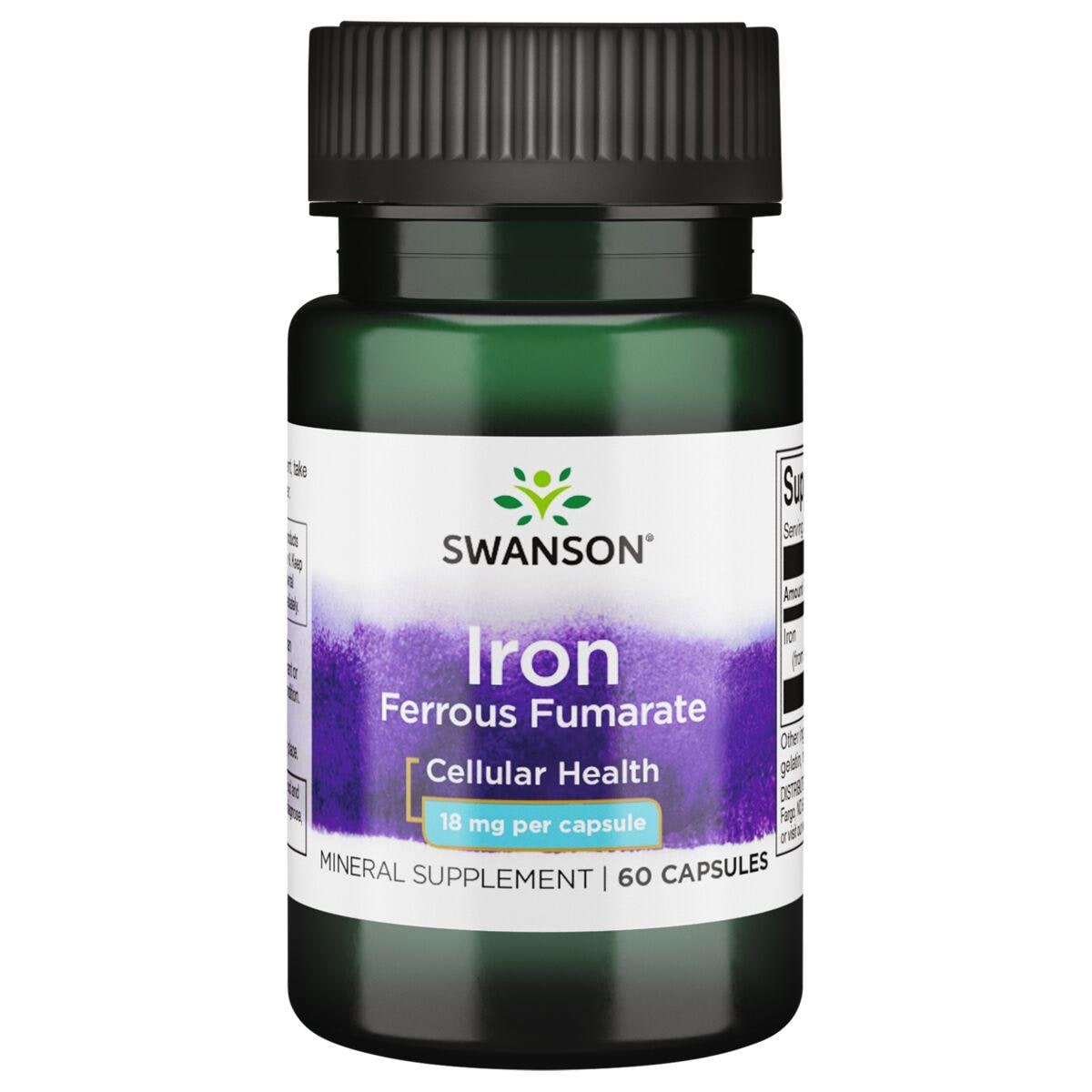 Swanson Premium Iron Ferrous Fumarate Vitamin 18 mg 60 Caps