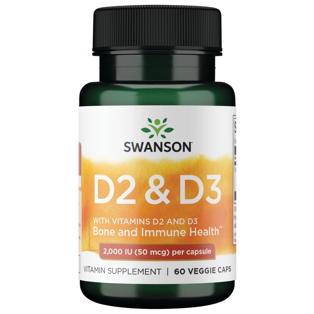 Swanson Premium Vitamin D2 and D3 Complex 2000 Iu 60 Veg Caps