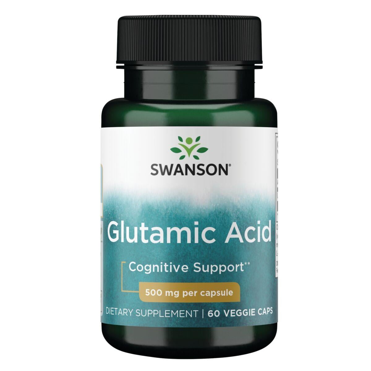 Swanson Premium Glutamic Acid Vitamin | 500 mg | 60 Veg Caps