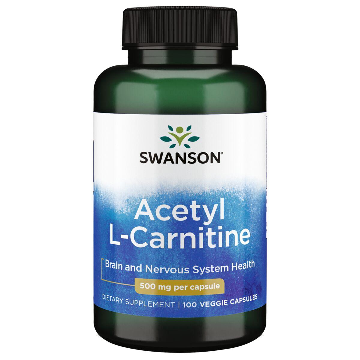 Swanson Premium Acetyl L-Carnitine Supplement Vitamin 500 mg 100 Veg Caps