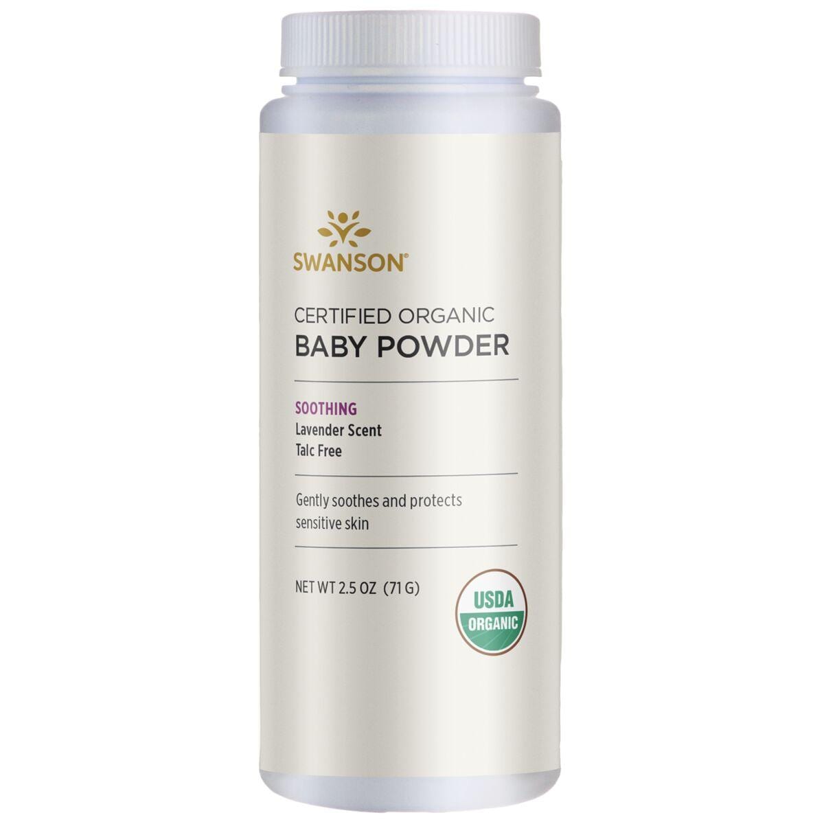 Swanson Premium Certified Organic Baby Powder Talc Free - Lavender Scent 2.5 oz Powder