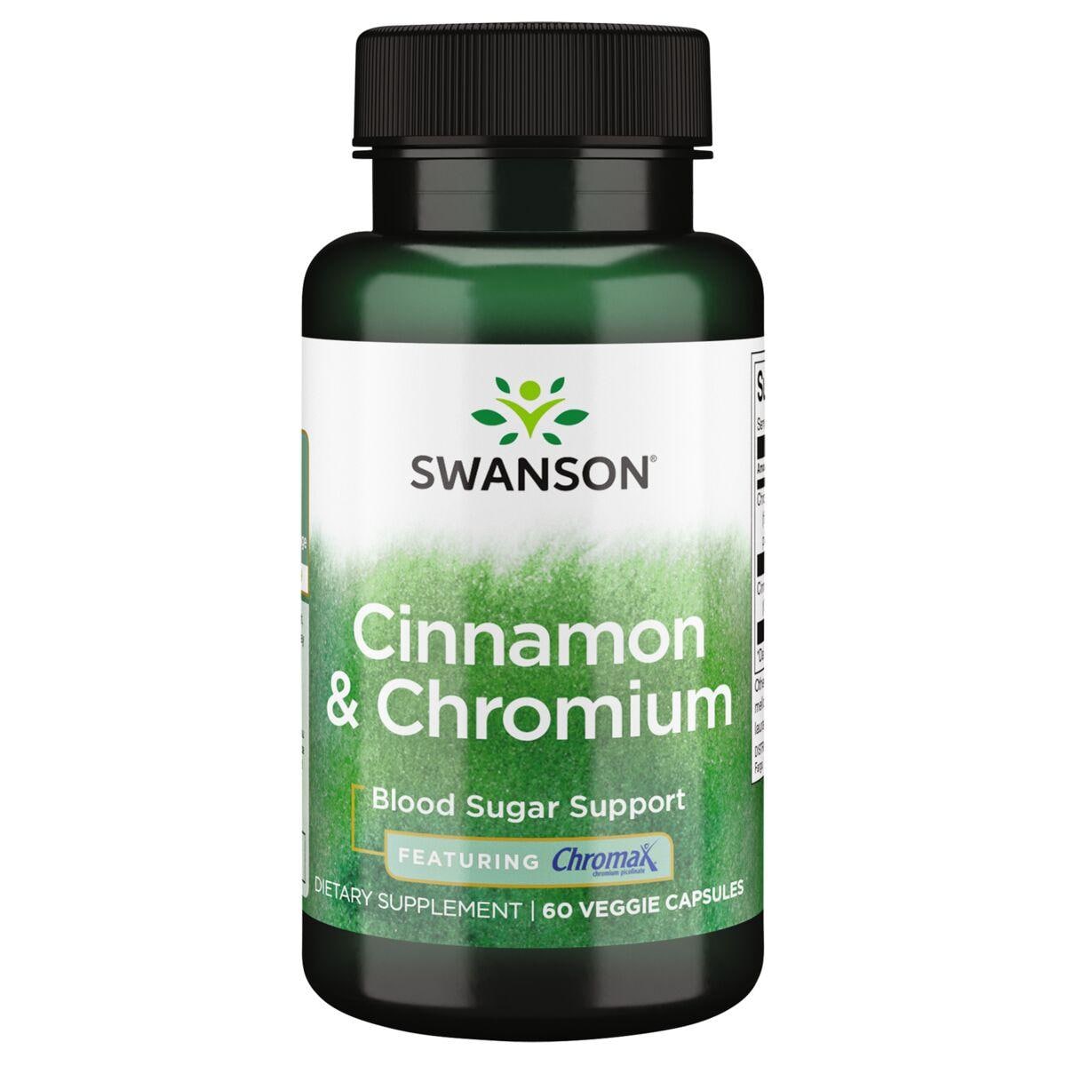 Swanson Premium Cinnamon & Chromium - Featuring Chromax Vitamin | 60 Veg Caps