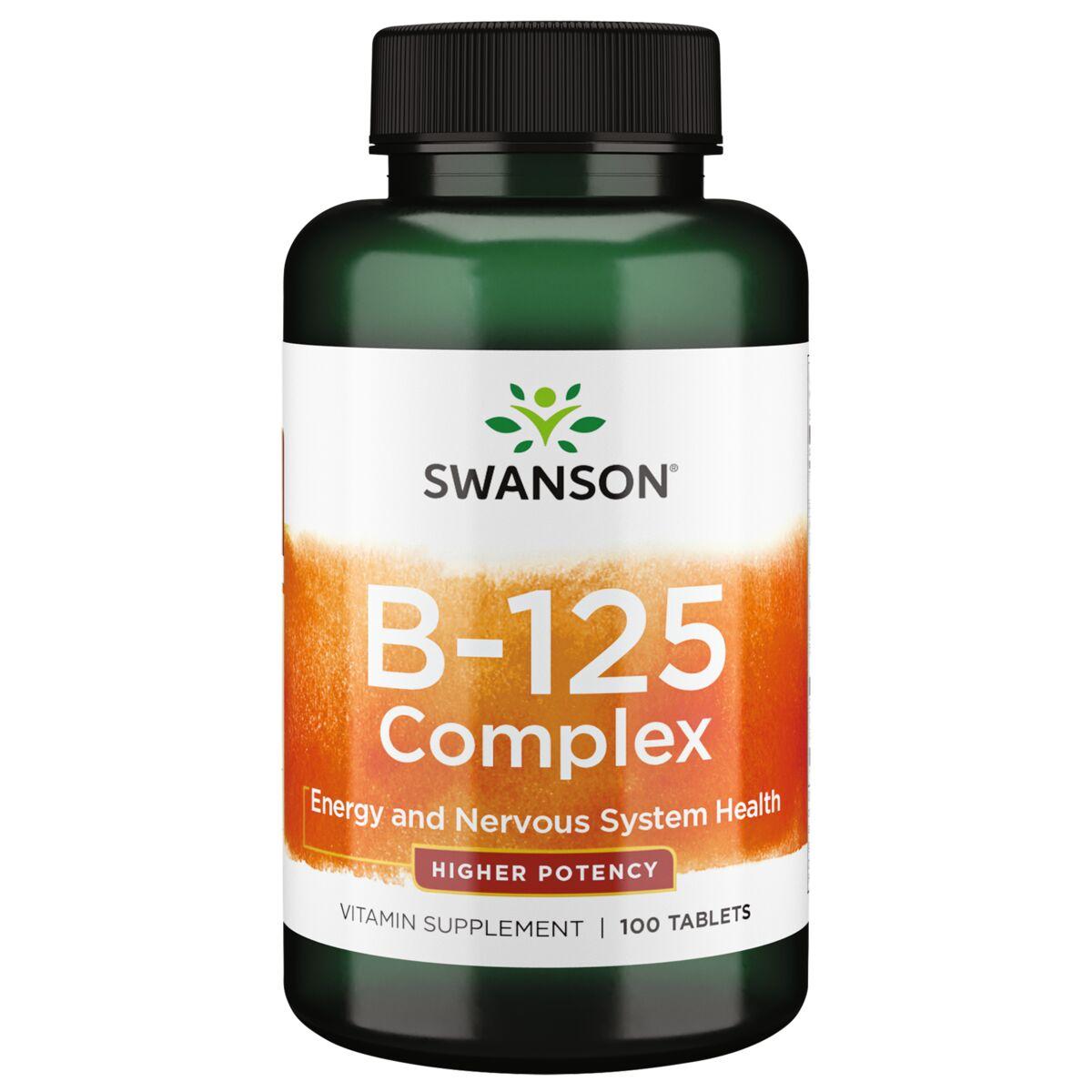 Swanson Premium Vitamin B-125 Complex - Higher Potency | 100 Tabs | Vitamin C