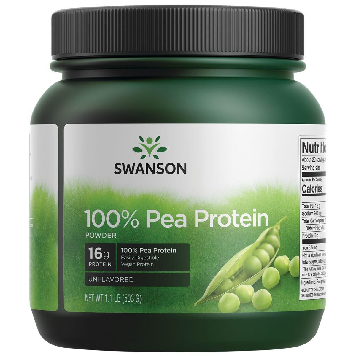 Swanson Premium 100% Pea Protein Powder - Unflavored | 1.1 lb Powder
