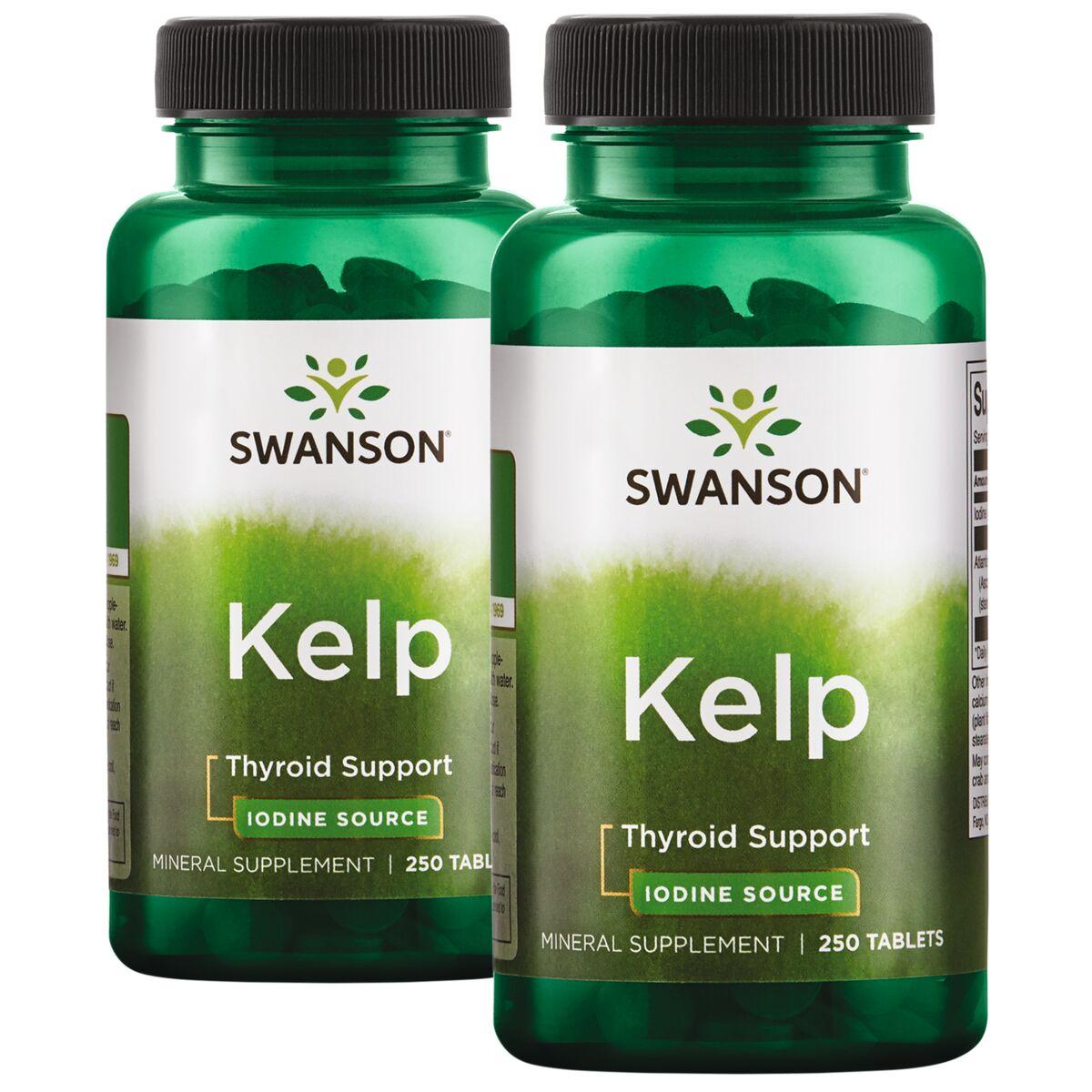 Swanson Premium Kelp Iodine Source - 2 Pack Vitamin 225 mcg 250 Tabs Per Bottle