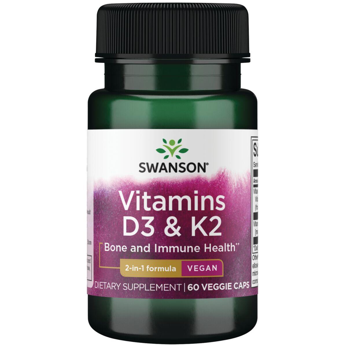Swanson Premium Vitamins D3 & K2 - 2,000 Iu 75 mcg 60 Veg Caps