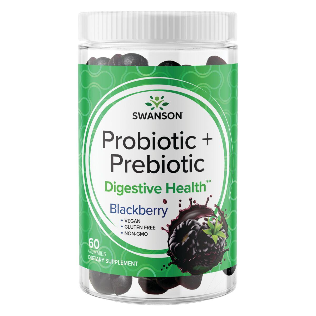 Swanson Premium Probiotic + Prebiotic Gummies - Blackberry Supplement Vitamin | 60 Gummies