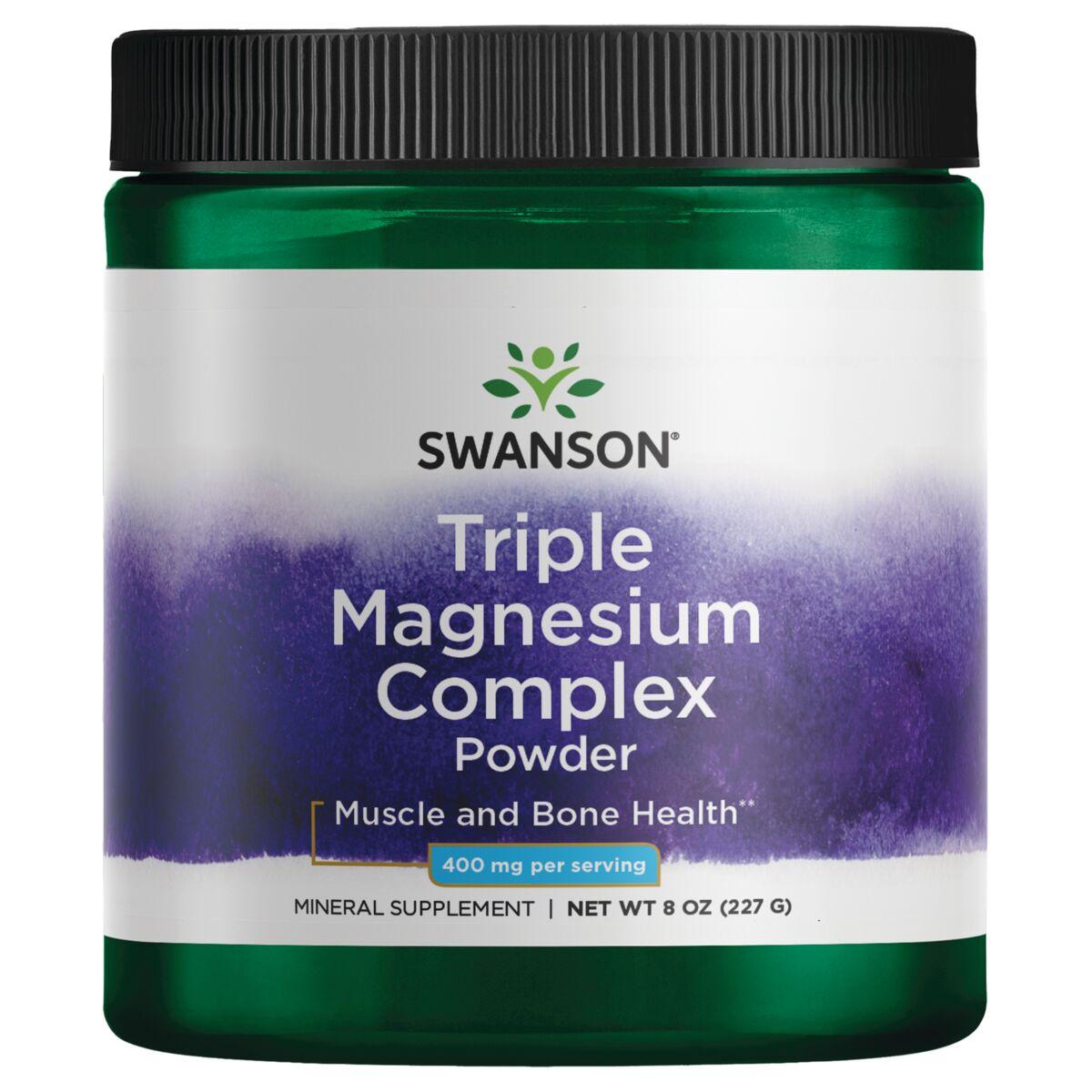 Swanson Premium Triple Magnesium Complex Powder | 400 mg | 8 oz Powder