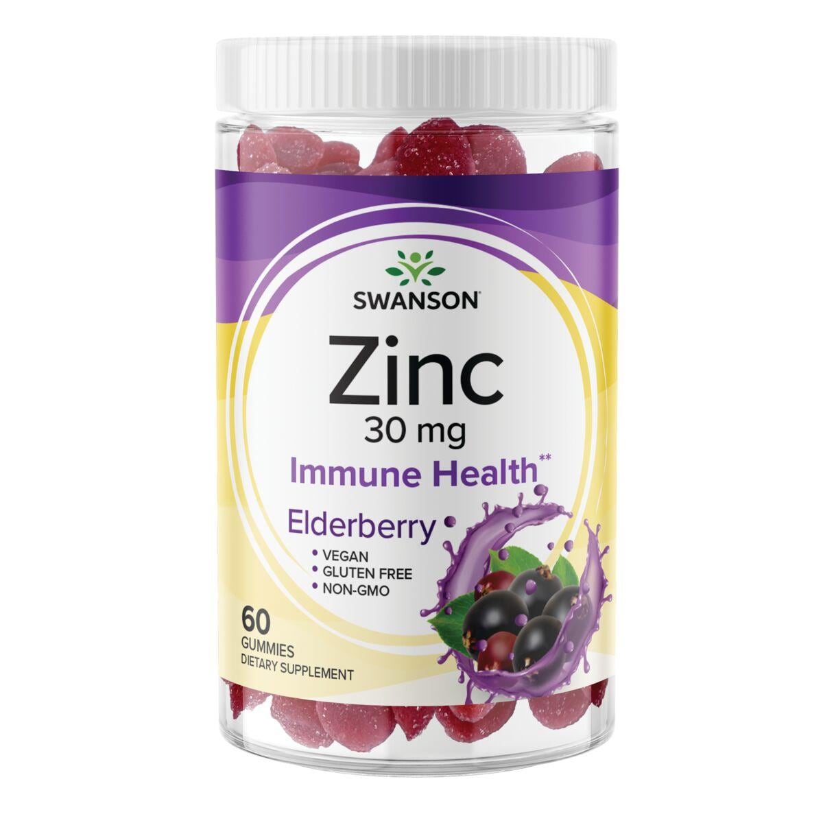 Swanson Premium Zinc Gummies - Elderberry Vitamin | 15 mg | 60 Gummies