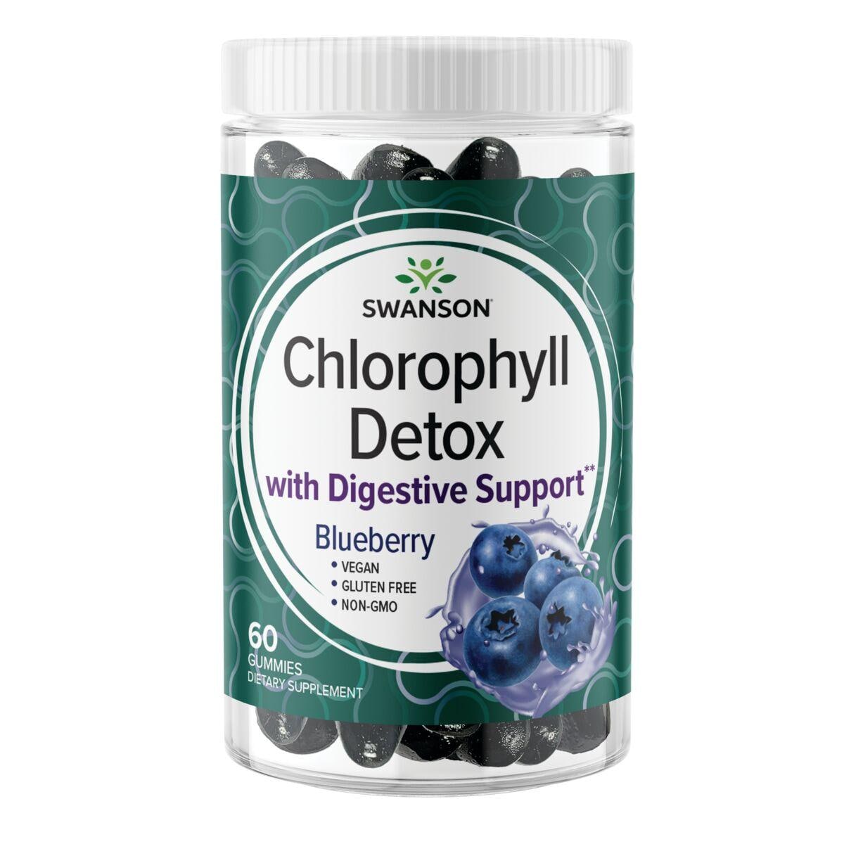 Swanson Premium Chlorophyll Detox Gummies - Blueberry Supplement Vitamin | 25 mg | 60 Gummies