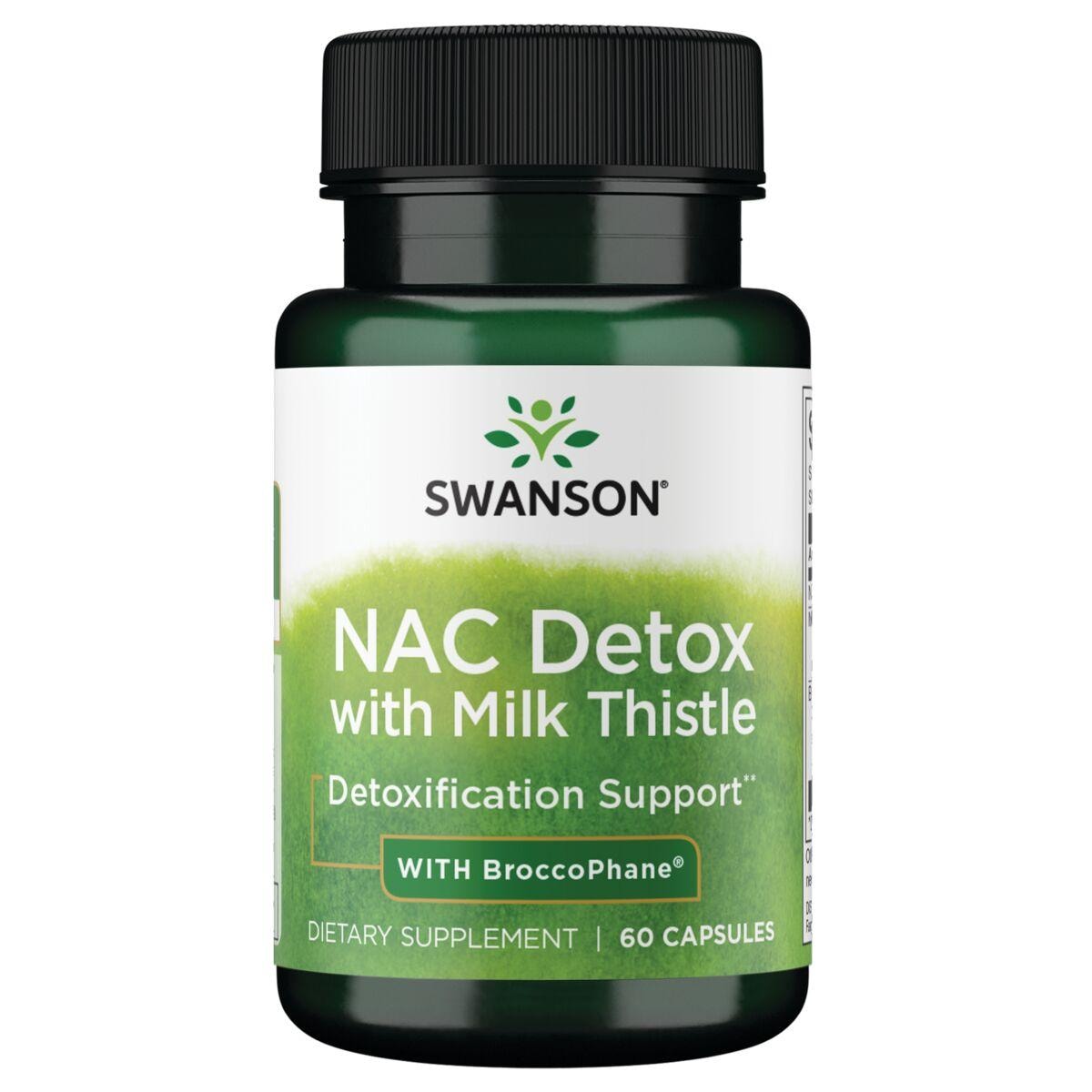 Swanson Premium Nac Detox with Milk Thistle - With Broccophane Supplement Vitamin 60 Caps