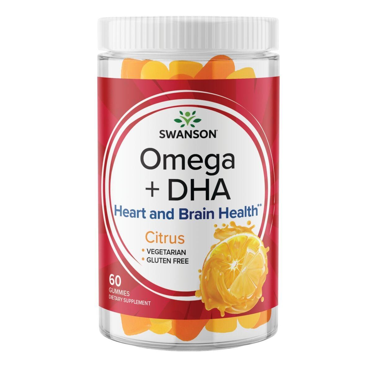 Swanson Premium Omega + Dha Gummies - Citrus Supplement Vitamin 60 Gummies