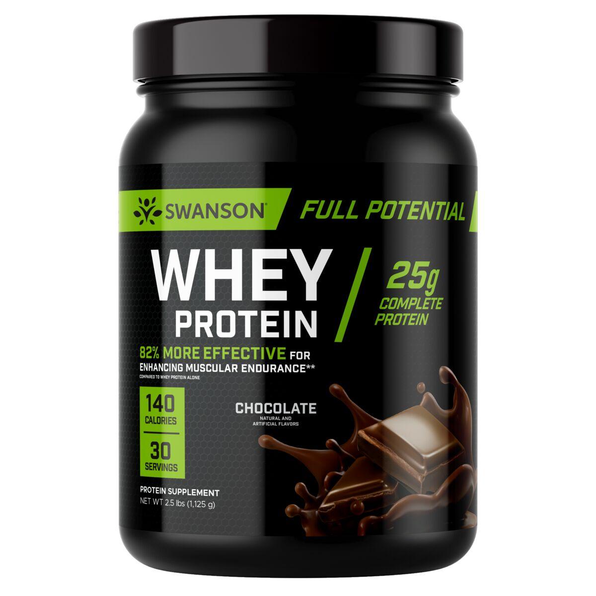 Swanson Premium Full Potential Whey Protein - Chocolate Vitamin | 25 G Protein 2.5 lbs Powder