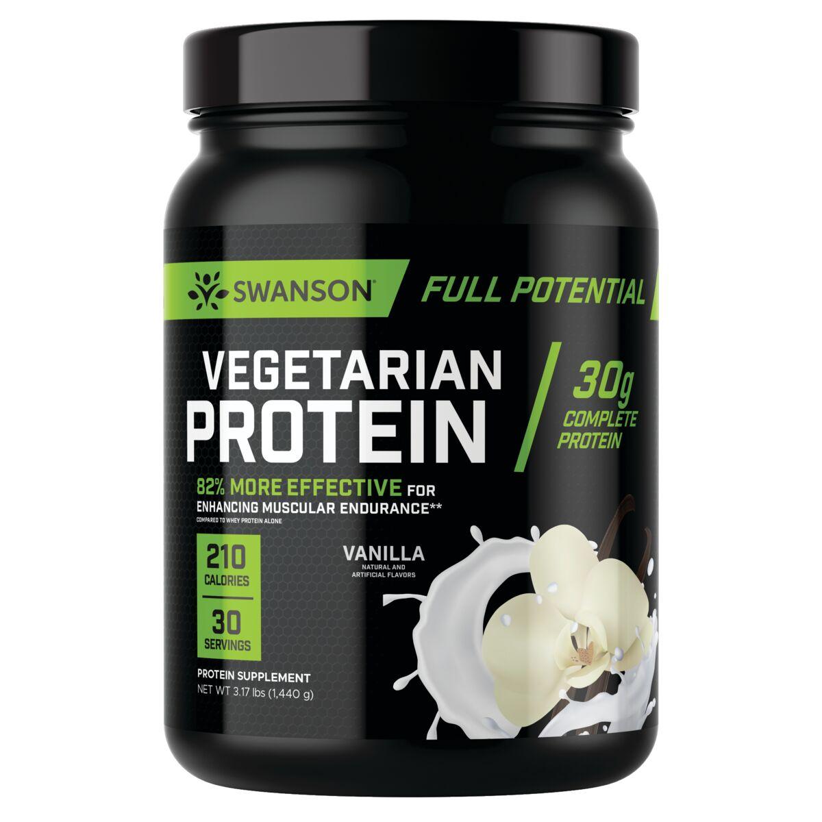 Swanson Premium Full Potential Vegetarian Protein - Vanilla | 30 G Protein 3.17 lbs Powder