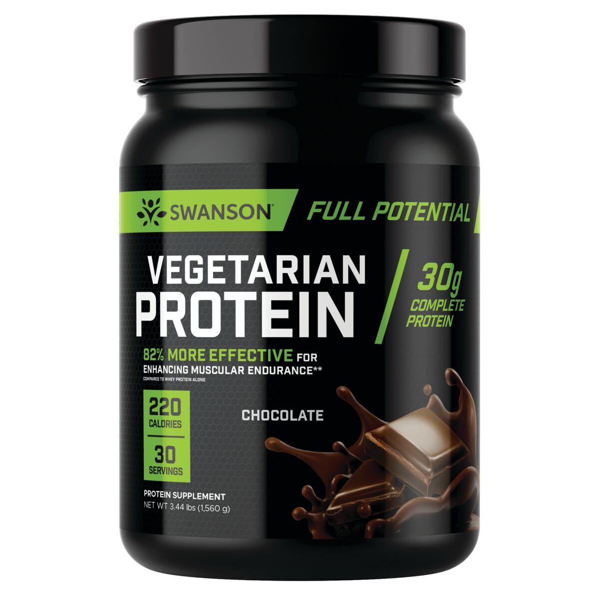Swanson Premium Full Potential Vegetarian Protein - Chocolate | 30 G Protein 3.44 lbs Powder