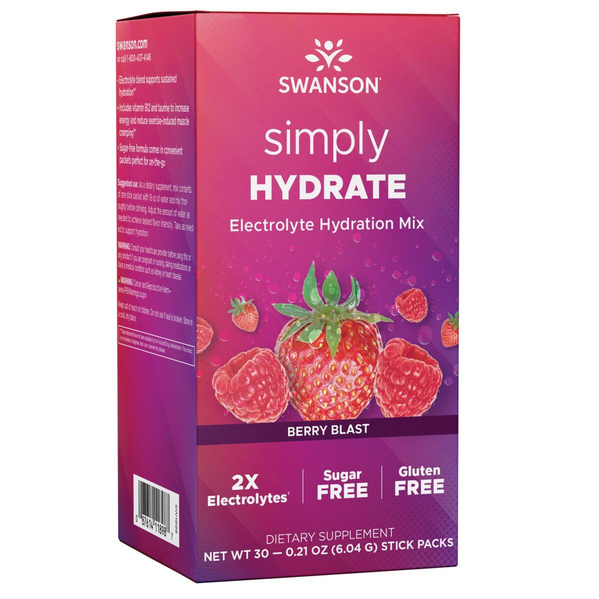 Swanson Premium simply Hydrate Electrolyte Hydration Mix - Berry Blast Vitamin | 30 Packets
