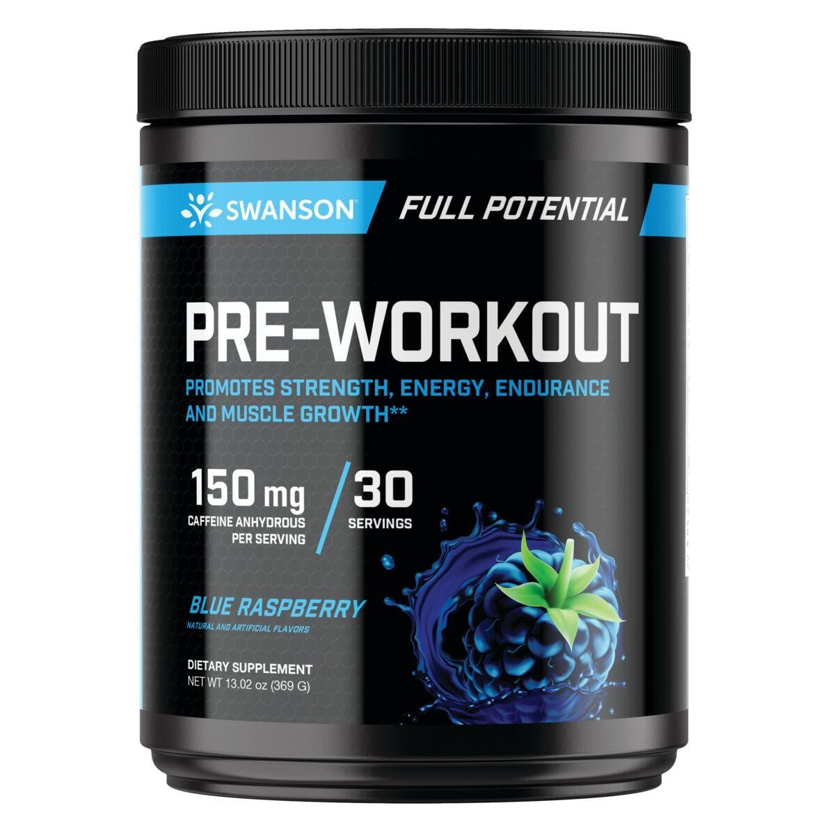 Swanson Premium Full Potential Pre-Workout - Blue Raspberry Vitamin | 13.02 oz Powder