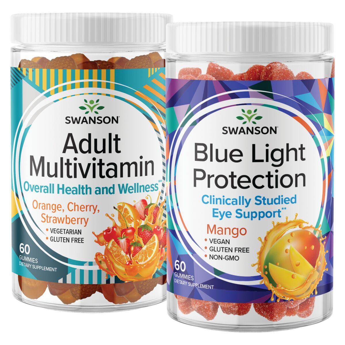 Swanson Premium Adult Multivitamin & Blue Light Protection Gummy Bundle | 60 Gummies Each