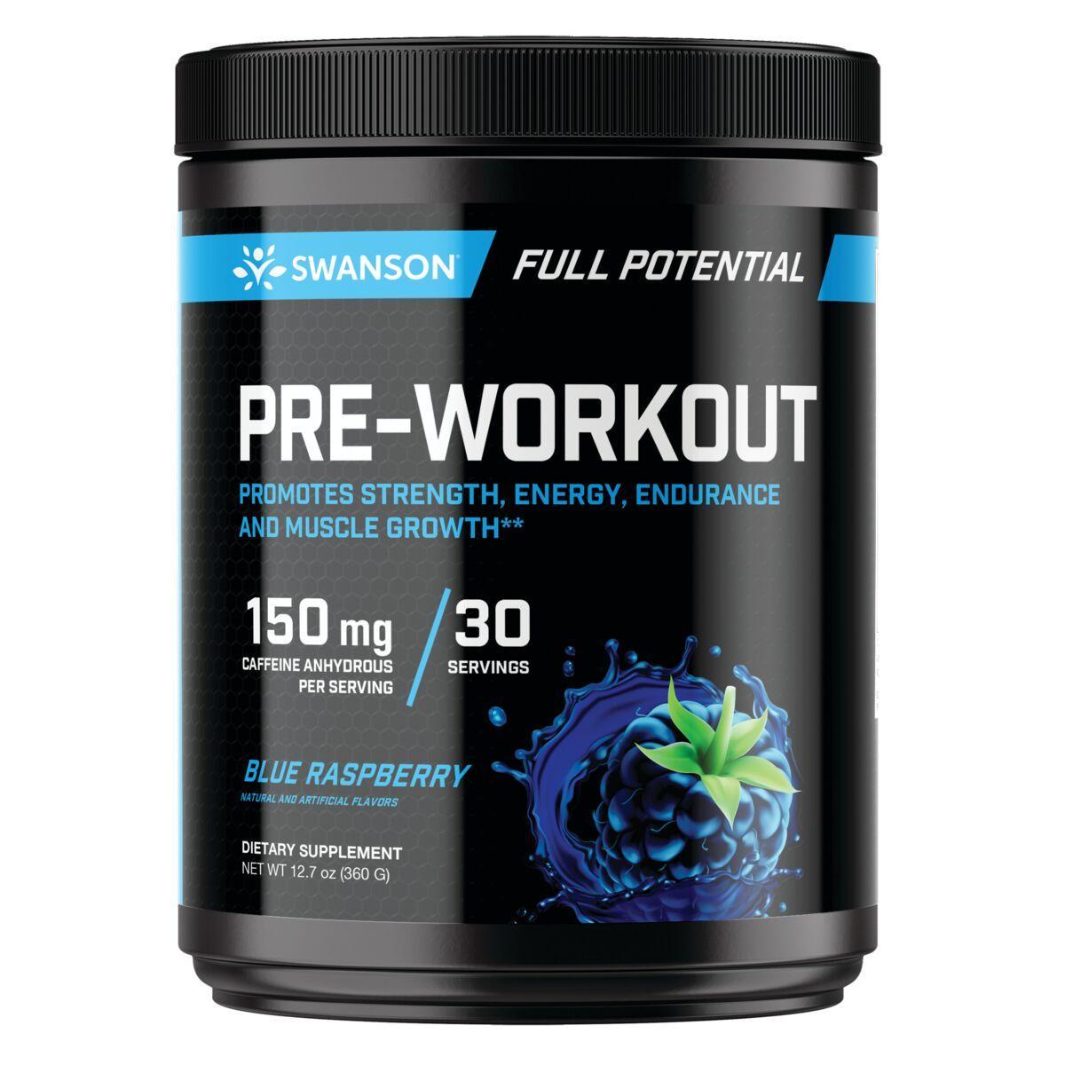 Swanson Premium Full Potential Pre-Workout - Blue Raspberry Vitamin | 12.7 oz Powder
