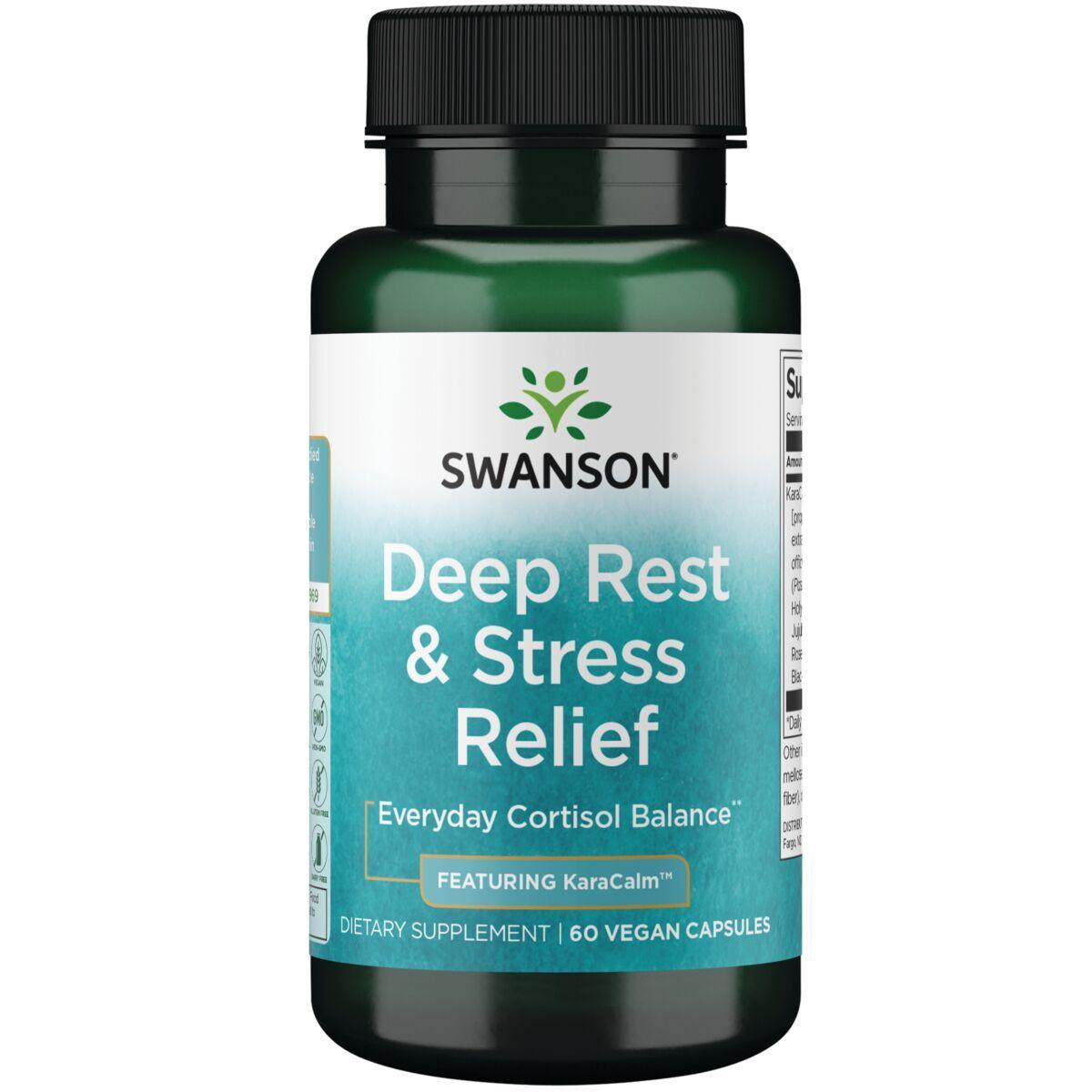 Swanson Premium Deep Rest and Stress Relief - Featuring Karacalm Vitamin | 500 mg | 60 Vegan Caps