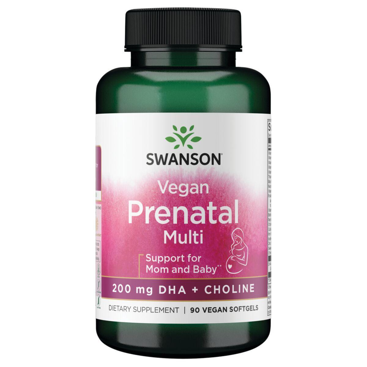 Swanson Vitamins Vegan Prenatal Multi - 200 mg Dha + Choline Vitamin | 90 Vegan Sgel
