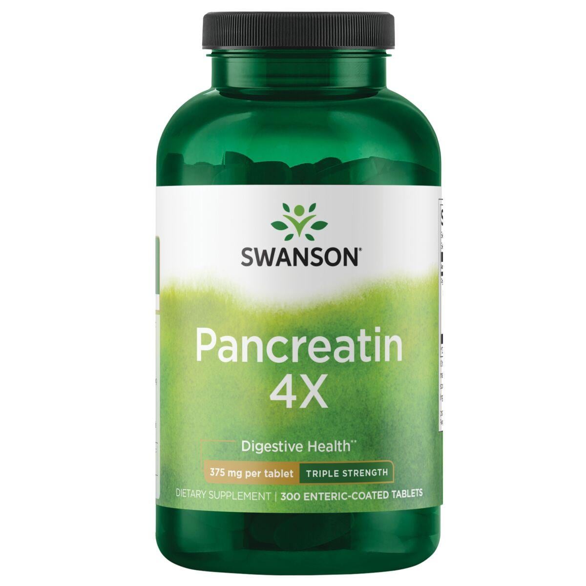 Swanson Premium Pancreatin 4X - Triple Strength Supplement Vitamin 375 mg 300 Tabs