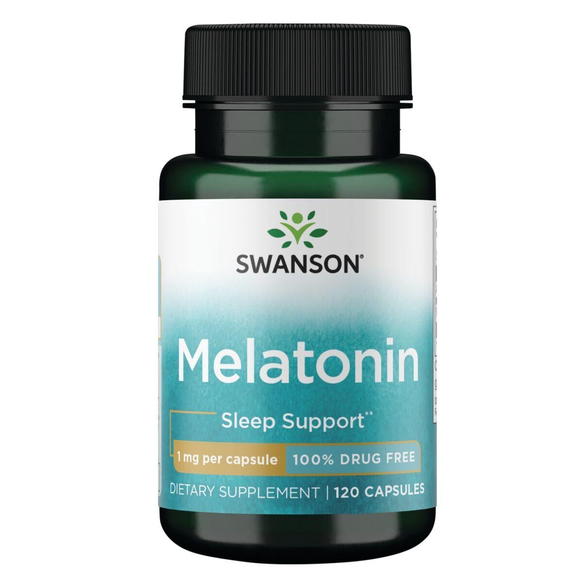 Swanson Premium Low Dose Melatonin - 100% Drug Free Supplement Vitamin | 1 mg | 120 Caps