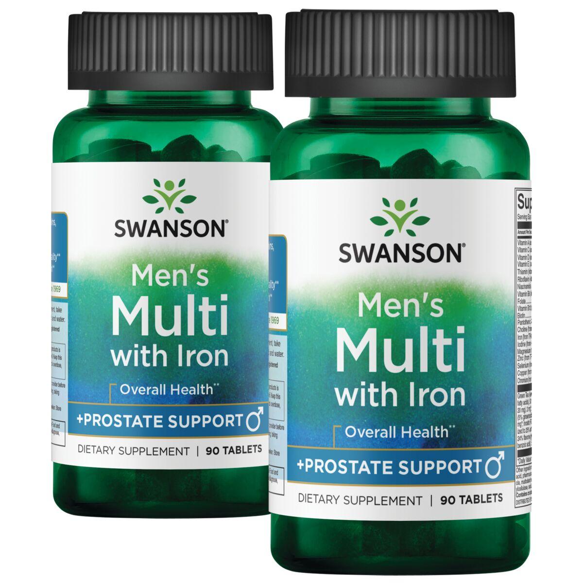 Swanson Premium Mens Multi plus Prostate Support - 2 Pack Vitamin 90 Tabs Per Bottle