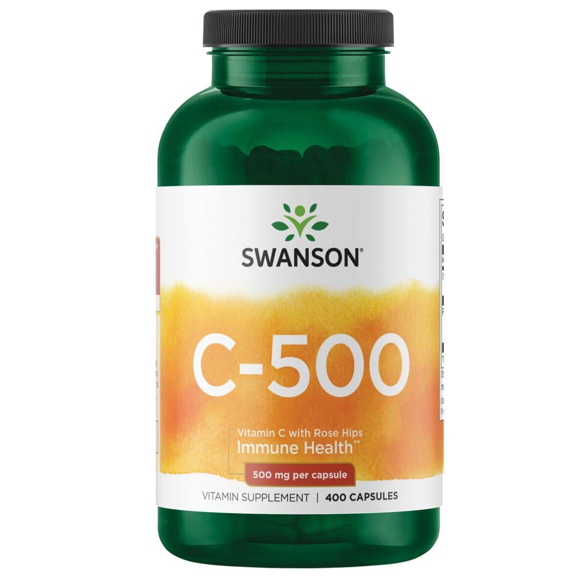 Swanson Premium C-500 - Vitamin C with Rose Hips | 500 mg | 400 Caps