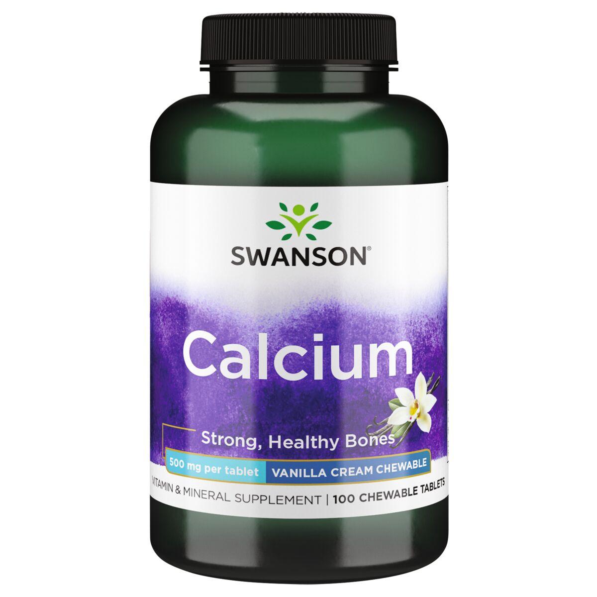 Swanson Premium Calcium - Vanilla Cream Chewable Vitamin | 500 mg | 100 Chewables