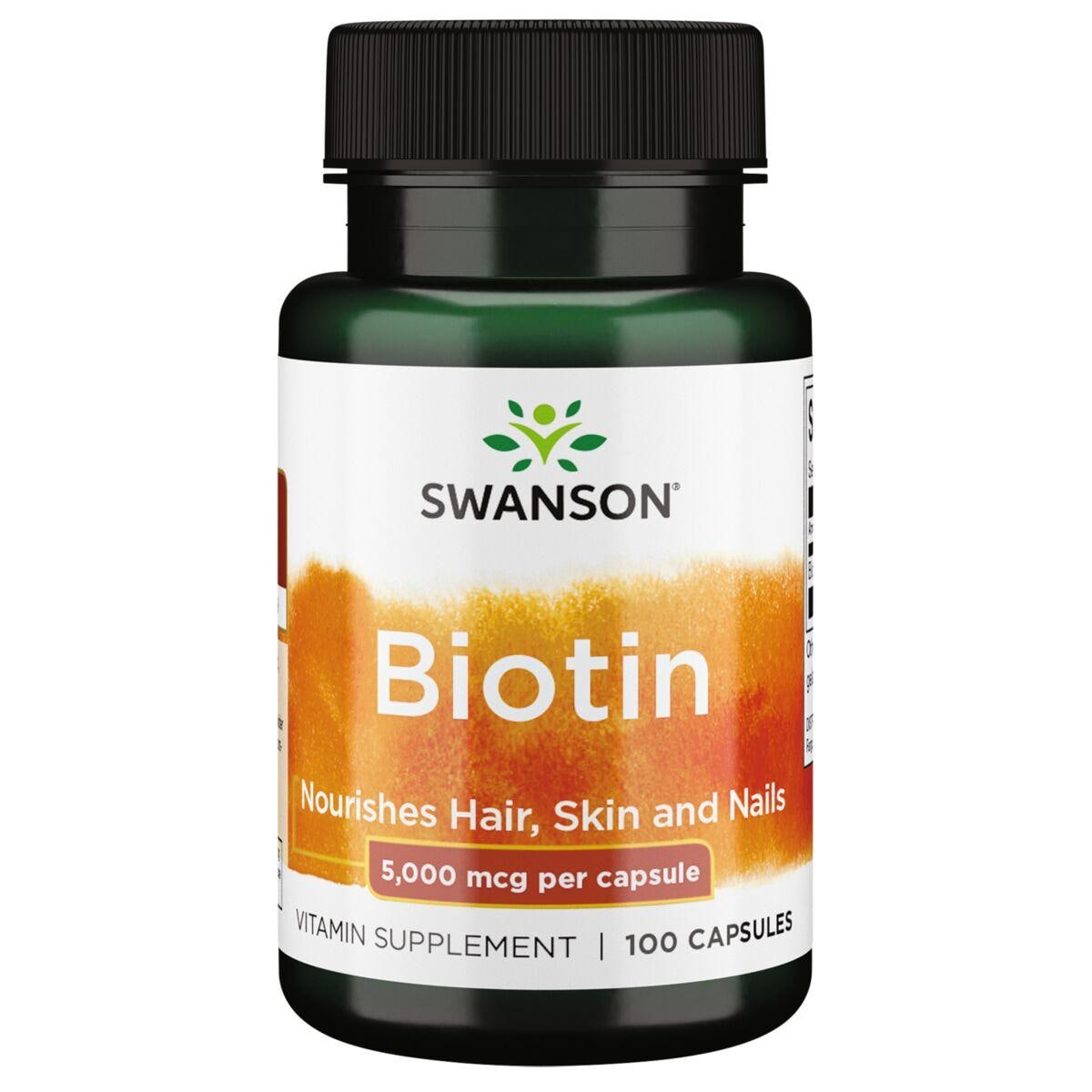 Swanson Premium Biotin Vitamin | 5000 mcg | 100 Caps