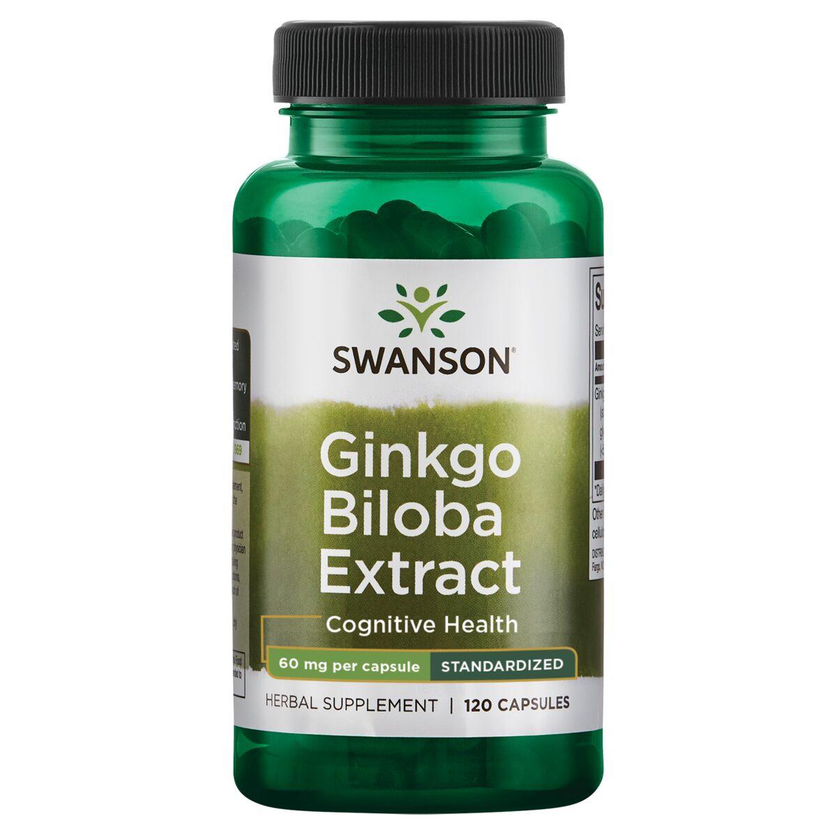 Swanson Premium Ginkgo Biloba Extract - Standardized Vitamin | 60 mg | 120 Caps