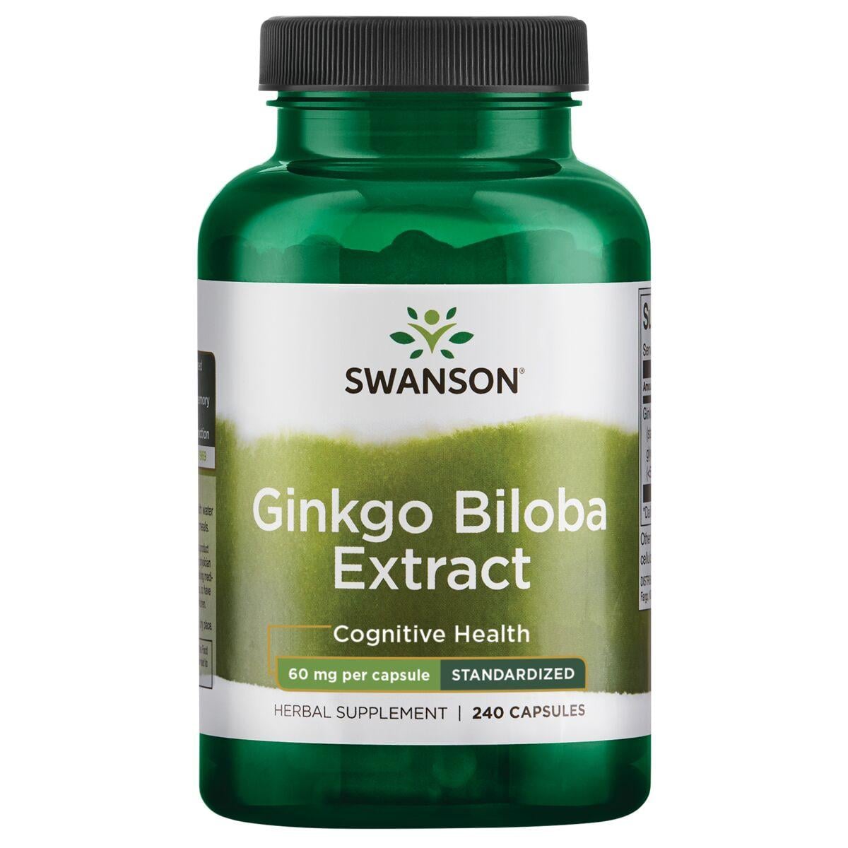 Swanson Premium Ginkgo Biloba Extract - Standardized Vitamin | 60 mg | 240 Caps