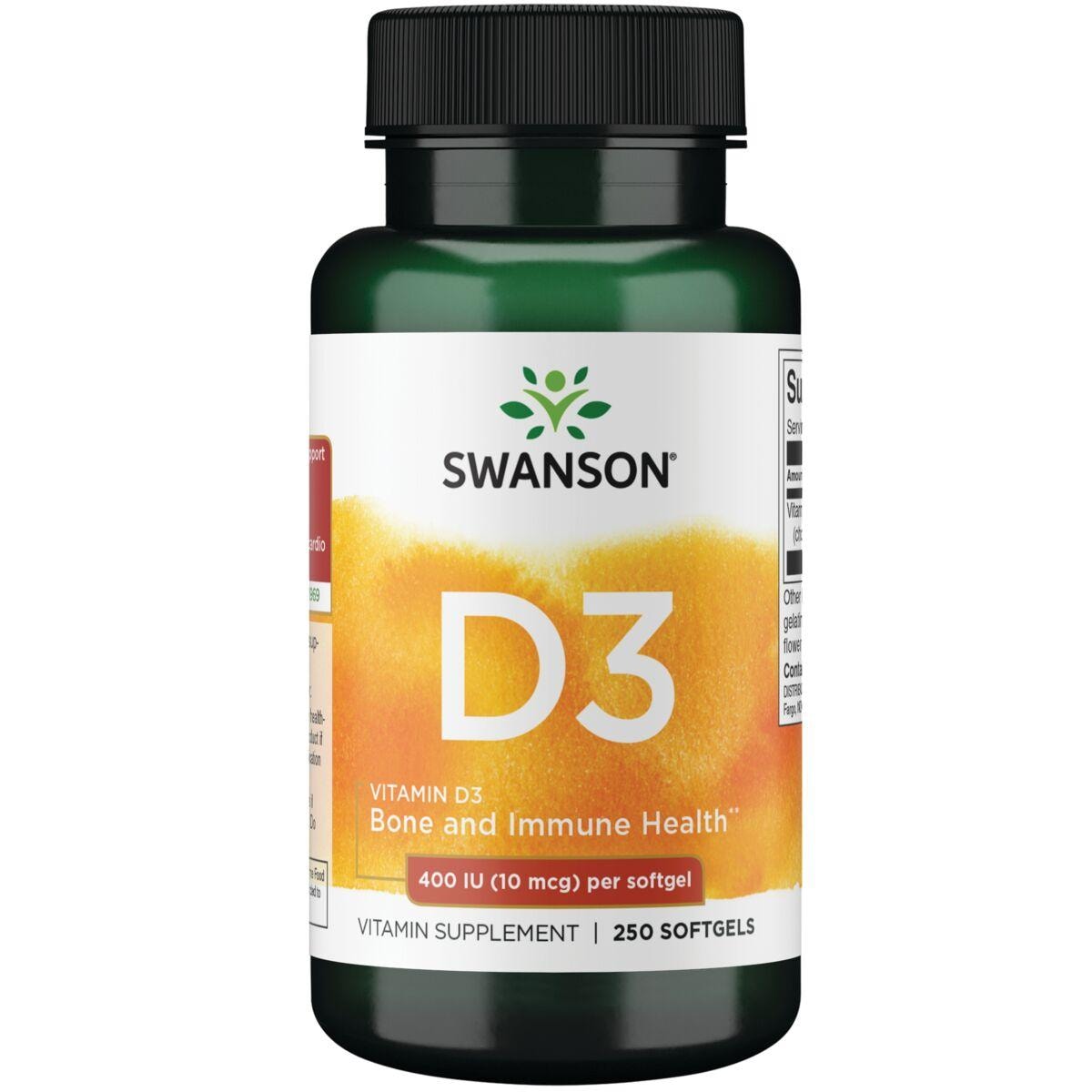 Swanson Premium Vitamin D3 | 400 Iu | 250 Soft Gels