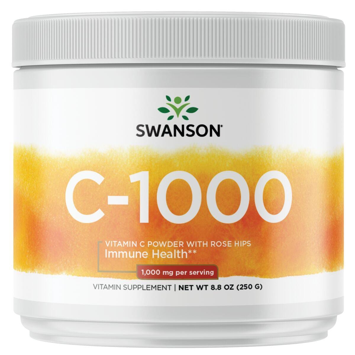 Swanson Premium C-1000 Vitamin C Powder with Rose Hips | 1000 mg 8.8 oz Powder
