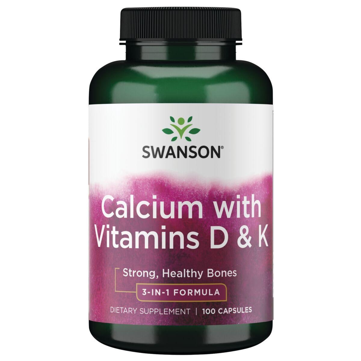 Swanson Premium Calcium with Vitamins D & K - 3 in-1 Formula 100 Caps
