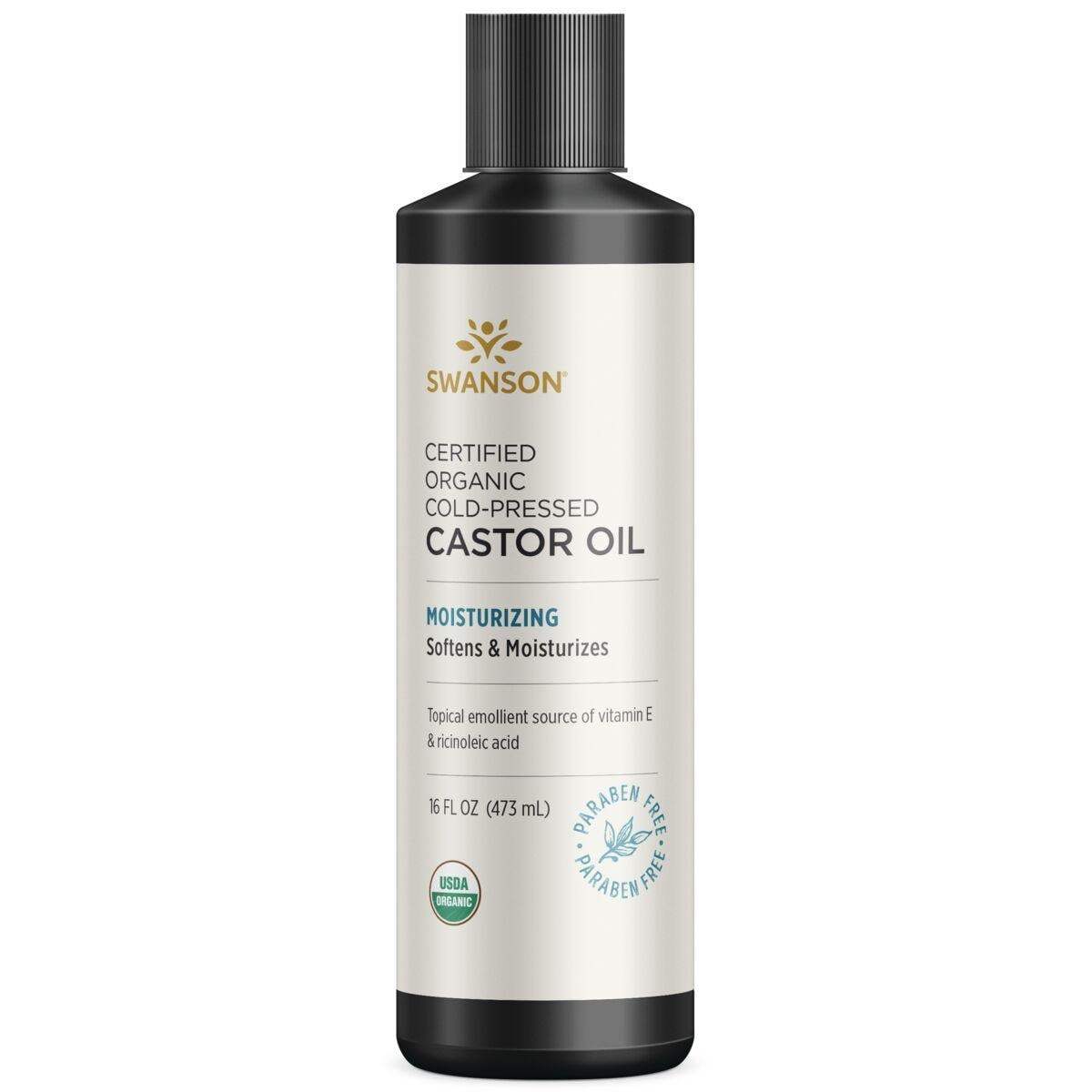Swanson Premium Certified Organic Cold-Pressed Castor Oil 16 fl oz Liquid