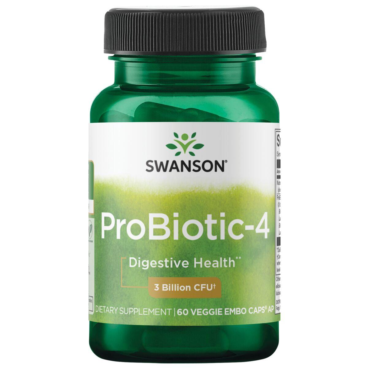 Swanson Probiotics Probiotic-4 Supplement Vitamin | 3 Billion CFU | 60 Veg Caps