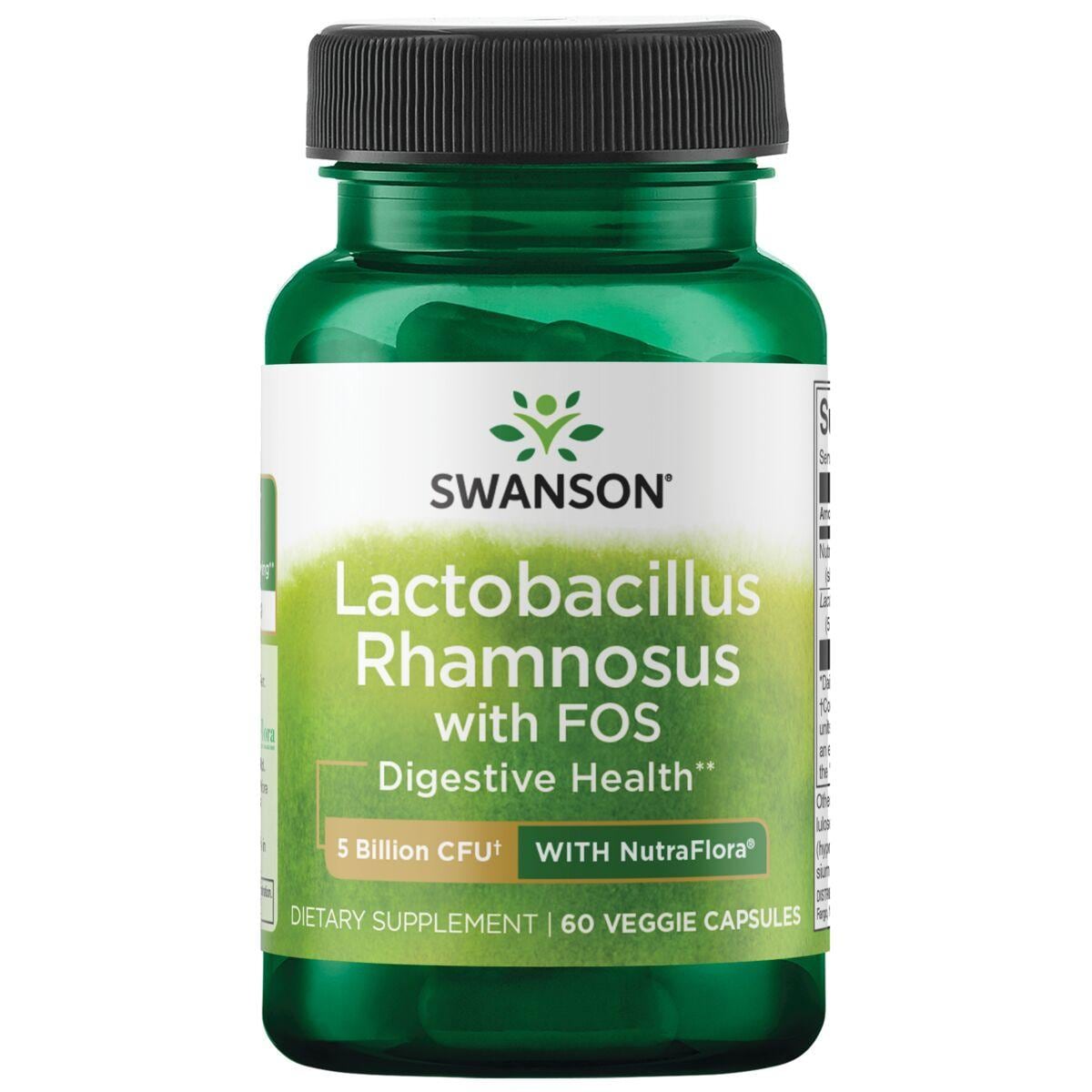 Swanson Probiotics Lactobacillus Rhamnosus with Fos Supplement Vitamin | 5 Billion CFU | 60 Veg Caps