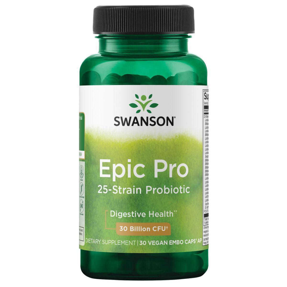Swanson Vitamins Epic Pro 25-Strain Probiotic Supplement Vitamin | 30 Billion CFU | 30 Vegan Caps