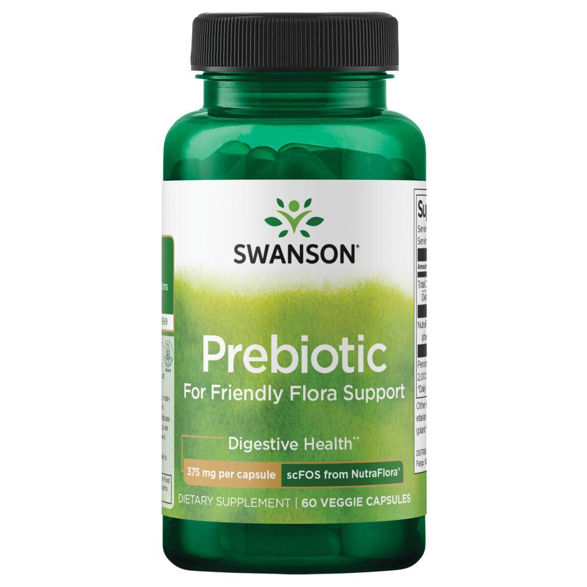 Swanson Probiotics Prebiotic for Friendly Flora Support - Fos from Nutraflora Supplement Vitamin | 375 mg | 60 Veg Caps