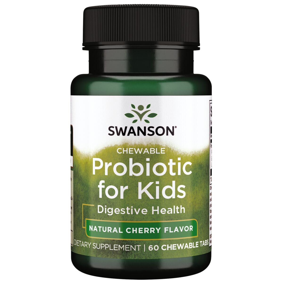 Swanson Probiotics Chewable Probiotic for Kids - Natural Cherry Flavor Supplement Vitamin 3 Billion CFU 60 Chewables