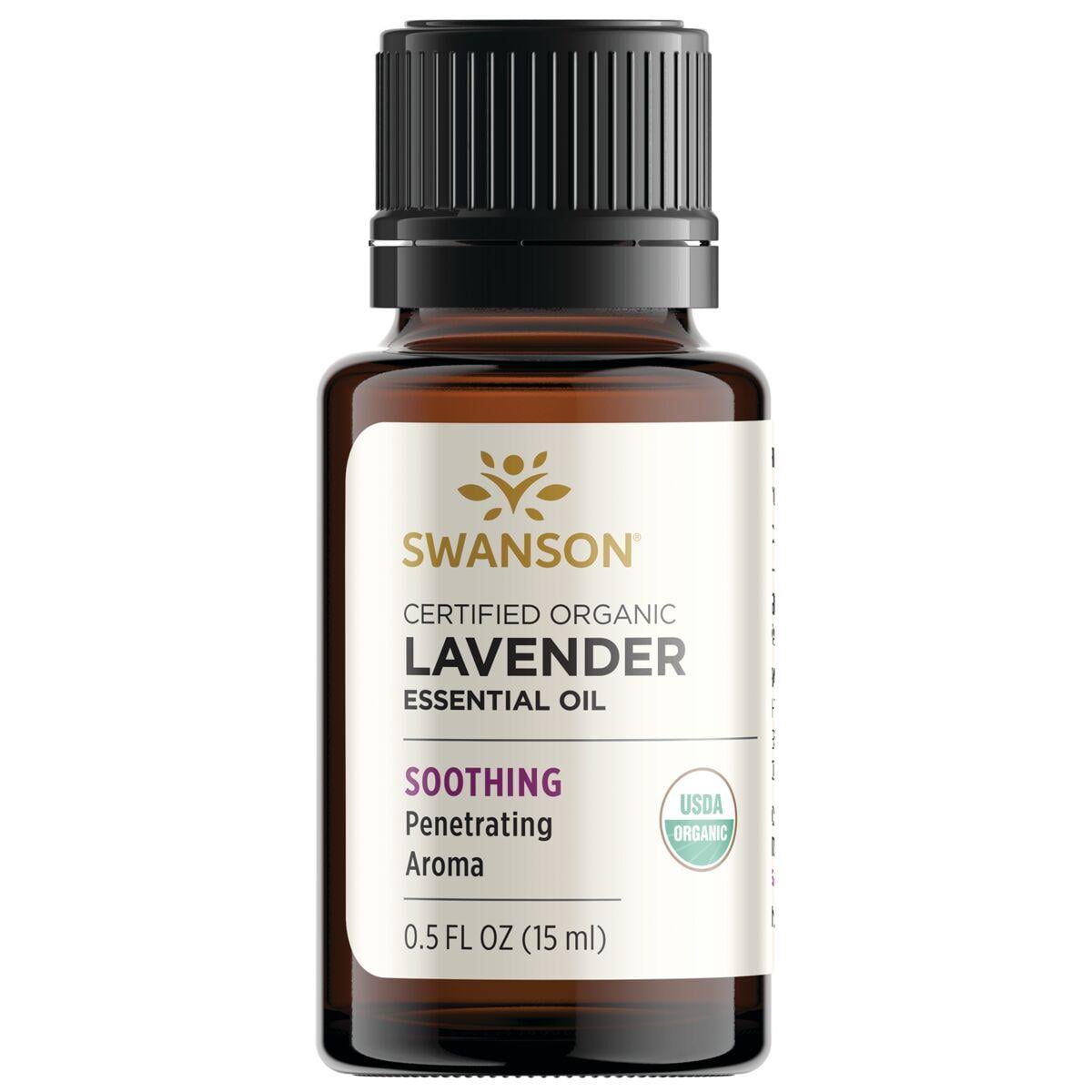 Swanson Aromatherapy Certified Organic Lavender 0.5 fl oz Liquid Essential Oils